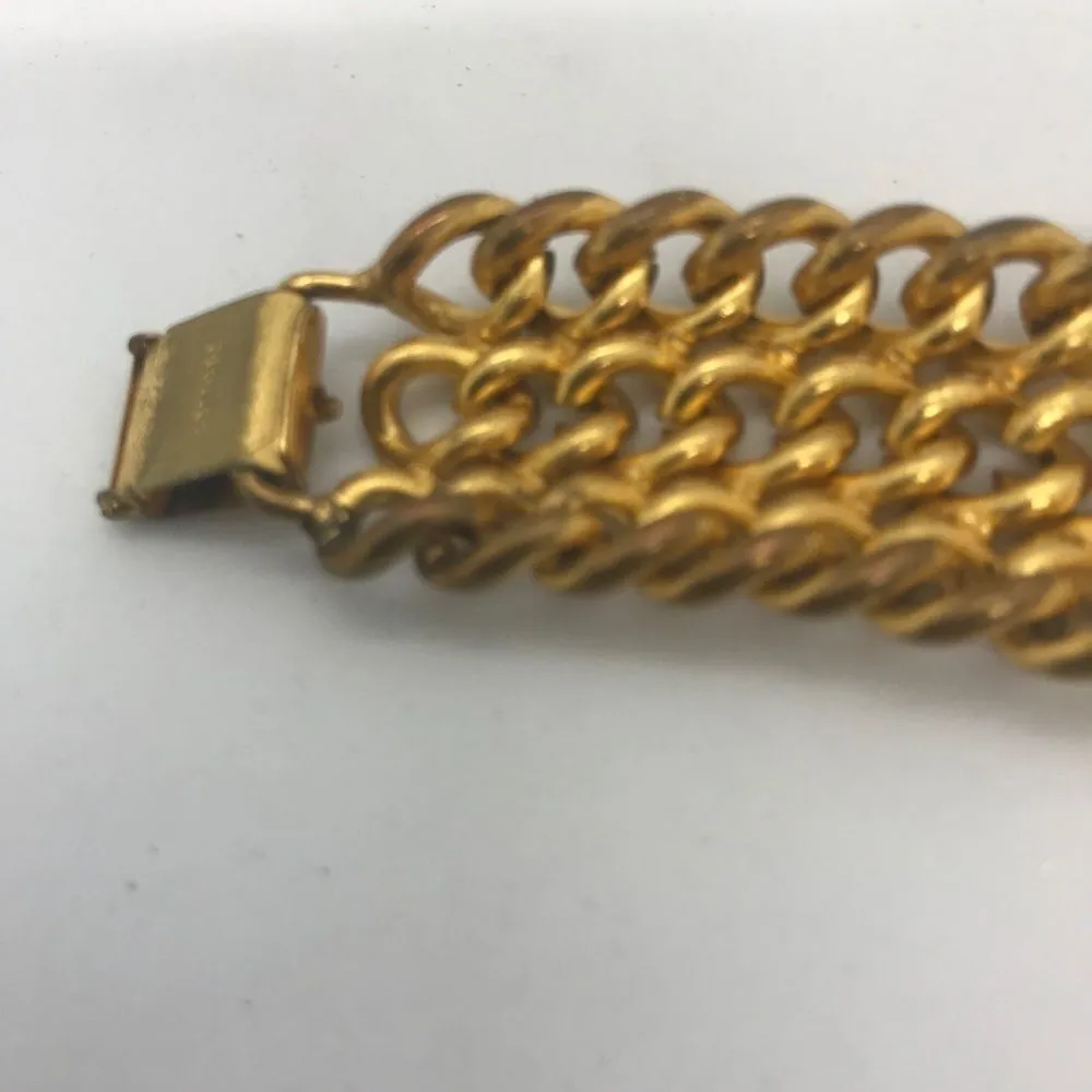 Chunky Gold Chain Statement Bracelet Vintage 1960s Jewelry - Image 13
