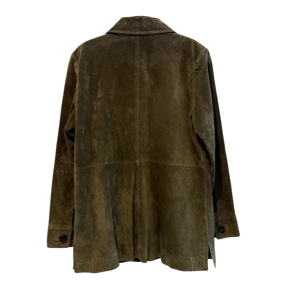 JLC New York Long Sleeve Button Front Suede Jacket Olive Green Size Large - Image 7