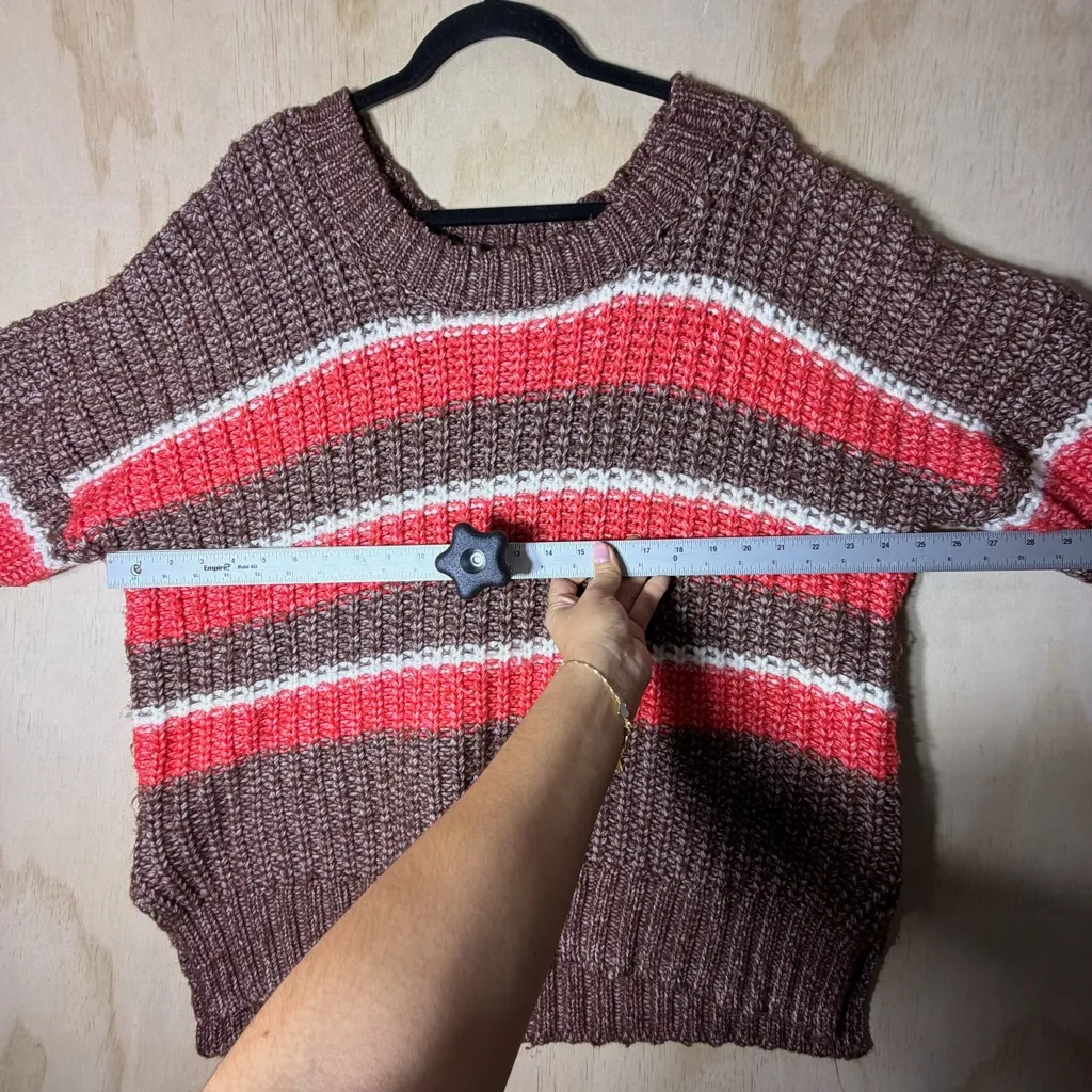 OFFLINE by Aerie Striped Ribbed Knit Crewneck Sweater Women’s Size M Chunky Cozy Brown Size M - Image 4