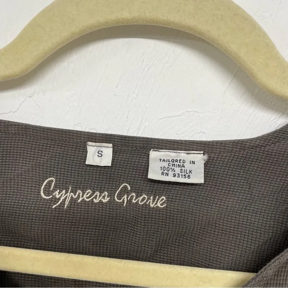 Cypress Grove Brown Silk Pearl Snap Lagenlook Blouse Womens S Long Sleeve Artsy - Image 3