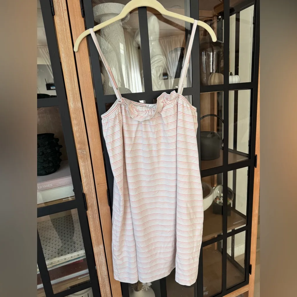 LAKE pajamas nightgown dress ruffles stripes peach pink orange soft cotton pima White - Image 2