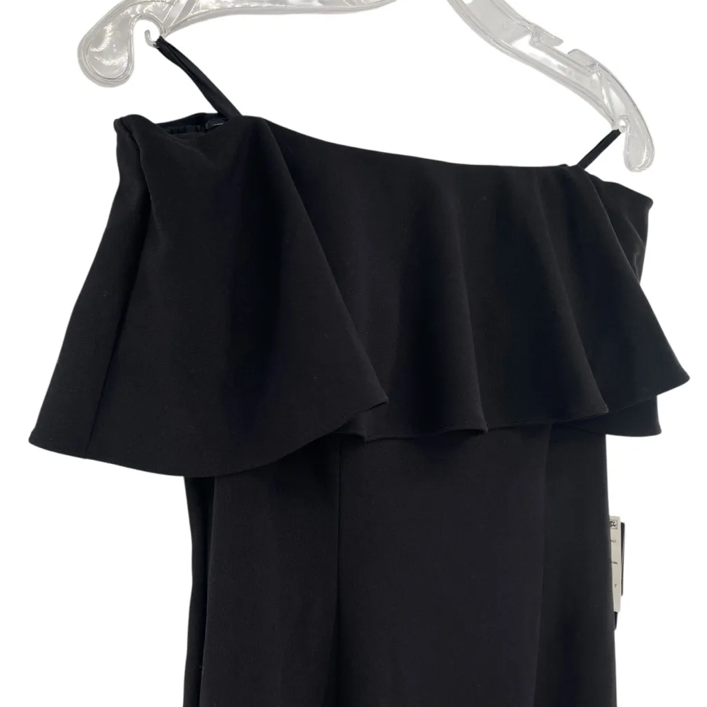 Adrianna Papell Black Off Shoulder Crepe Flounce Bodice Gown New - Image 5