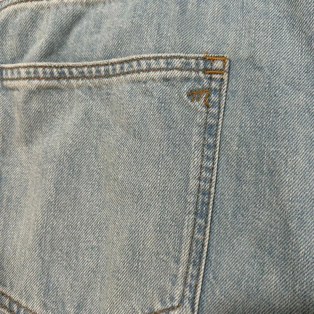 Madewell Denim Midi Skirt Size 30 Front Slit Raw Hem High Waist - Image 7