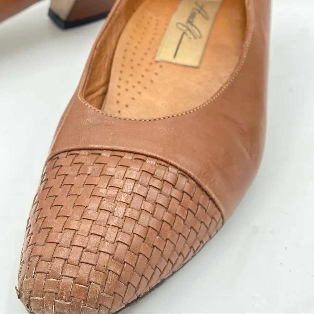 Amalfi Simpson Horsebit Basket weave brown leather Loafers slip on dress casual Size 7 - Image 6
