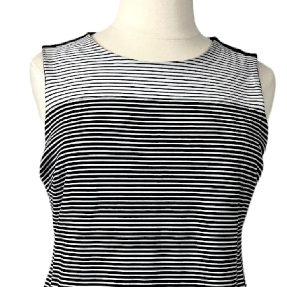 Isaac Mizrahi IMNYC Women's Black White Stripe Ponte Knit Sheath Dress Size XL - Image 5