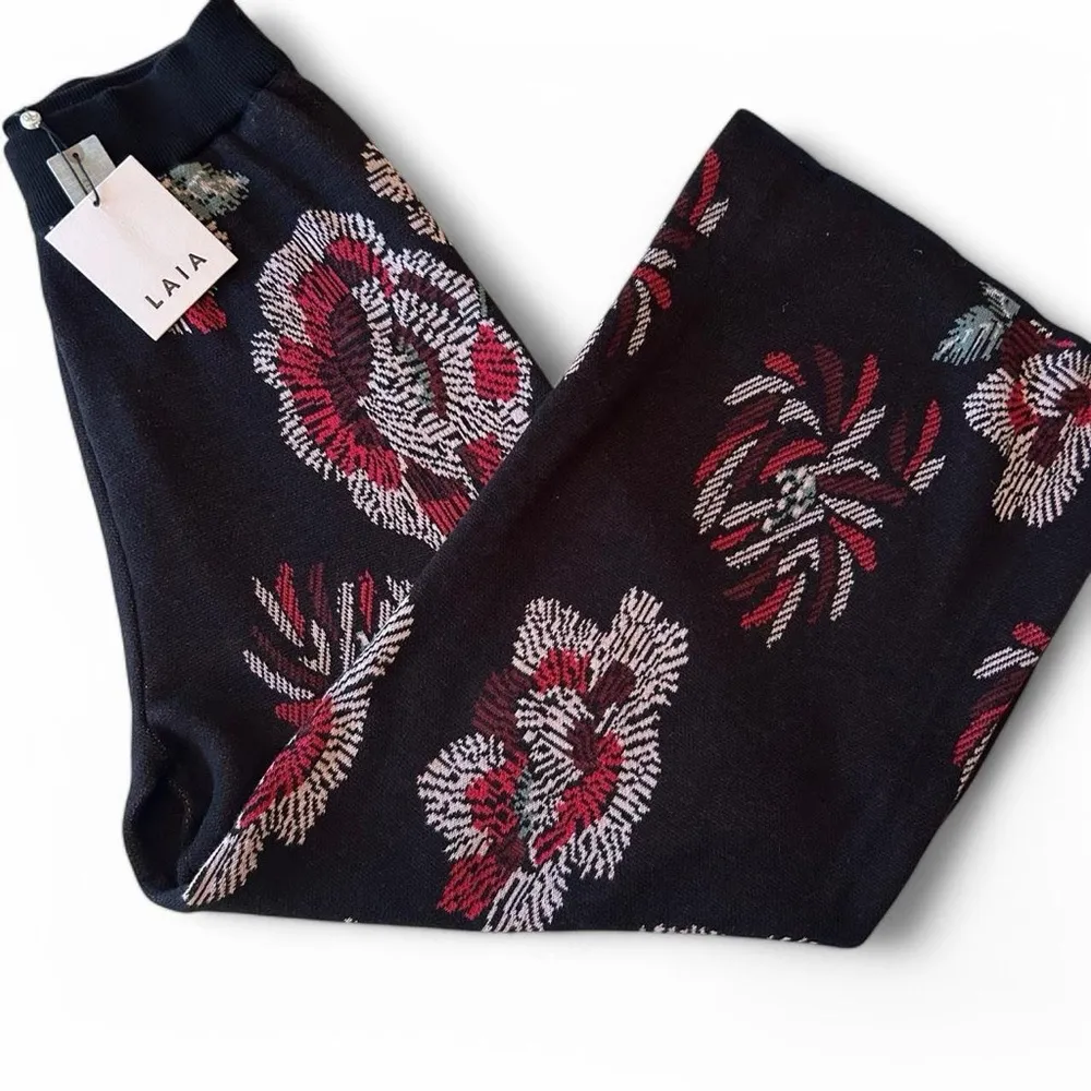 NWT Anthropologie Laia Floral Knit Wide Leg Sweater Pants | Small Petite - Image 3
