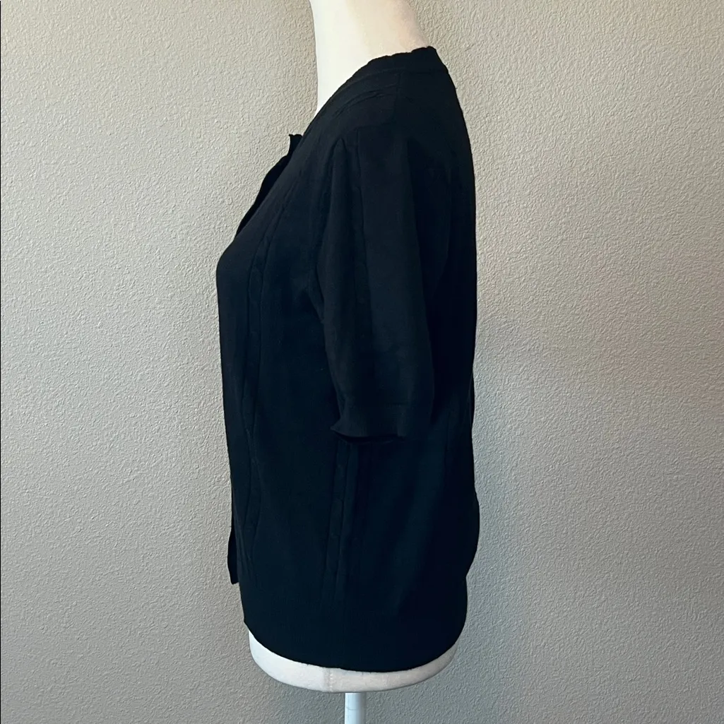 Urban Coco Cable Knit Short Sleeve Cardigan Black Size Medium - Image 4