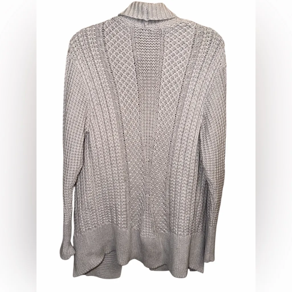 Reiss Light Gray Cable Knit Cardigan - Image 2