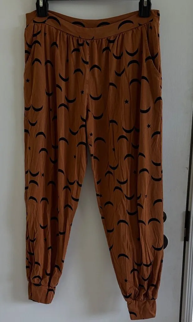 Ava sky crescent moon stars pants joggers athleisure Hawaii loungewear xs Orange - Image 1
