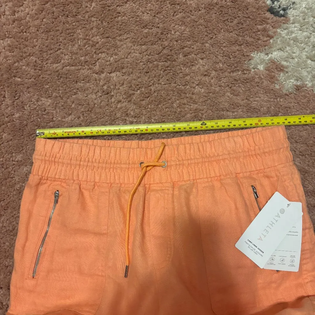 NWT ATHLETA Cabo Linen Jogger Pants Women's Size 14 Peach 530642 Soft Cozy Warm - Image 9