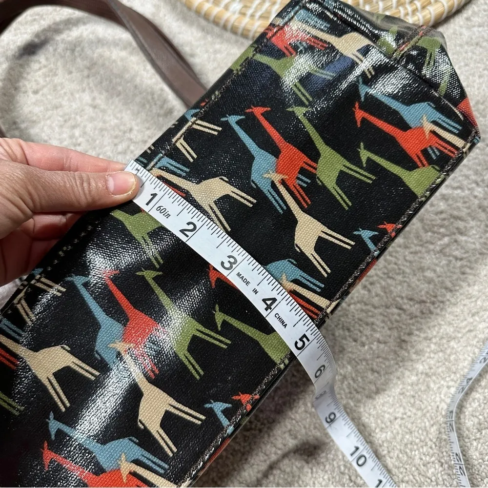 Fossil Giraffe Coatted Canvas Tote Shoulder Bag Keyper Lock Charm Multicolor - Image 6