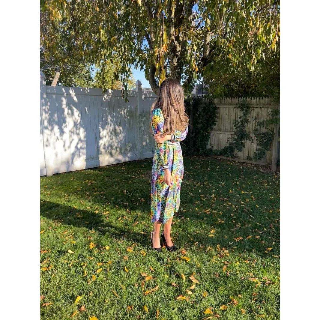 HUNTER BELL Multicolored Leopard Printed 100% Silk Leoparf Casper Dress size 10 - Image 11