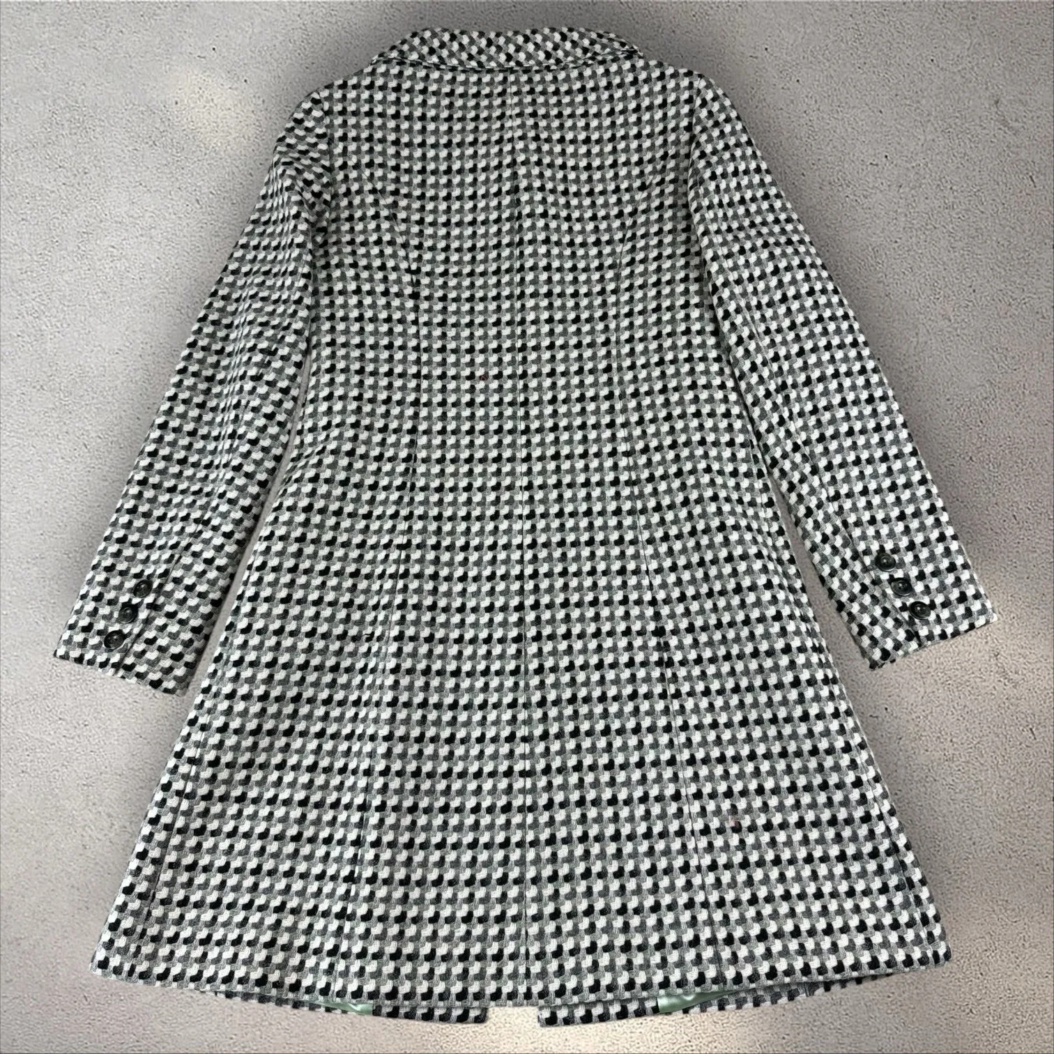 Hobbs Marilyn Anselm Lambswool Tweed Green Pea Coat Overcoat Jacket Sz 10 Vtg - Image 5