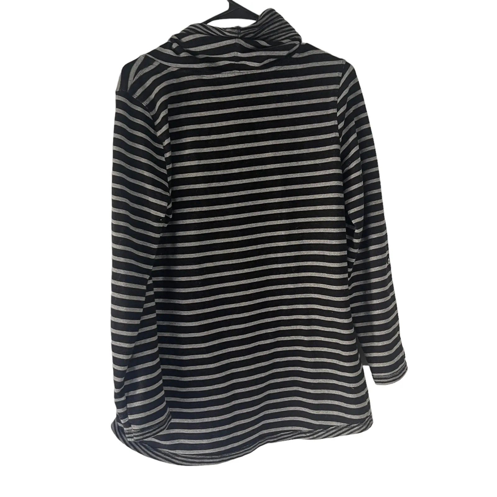 Soft Surroundings Women's Size Medium Gray Striped Cowl‎ Neck Sweater - Image 4