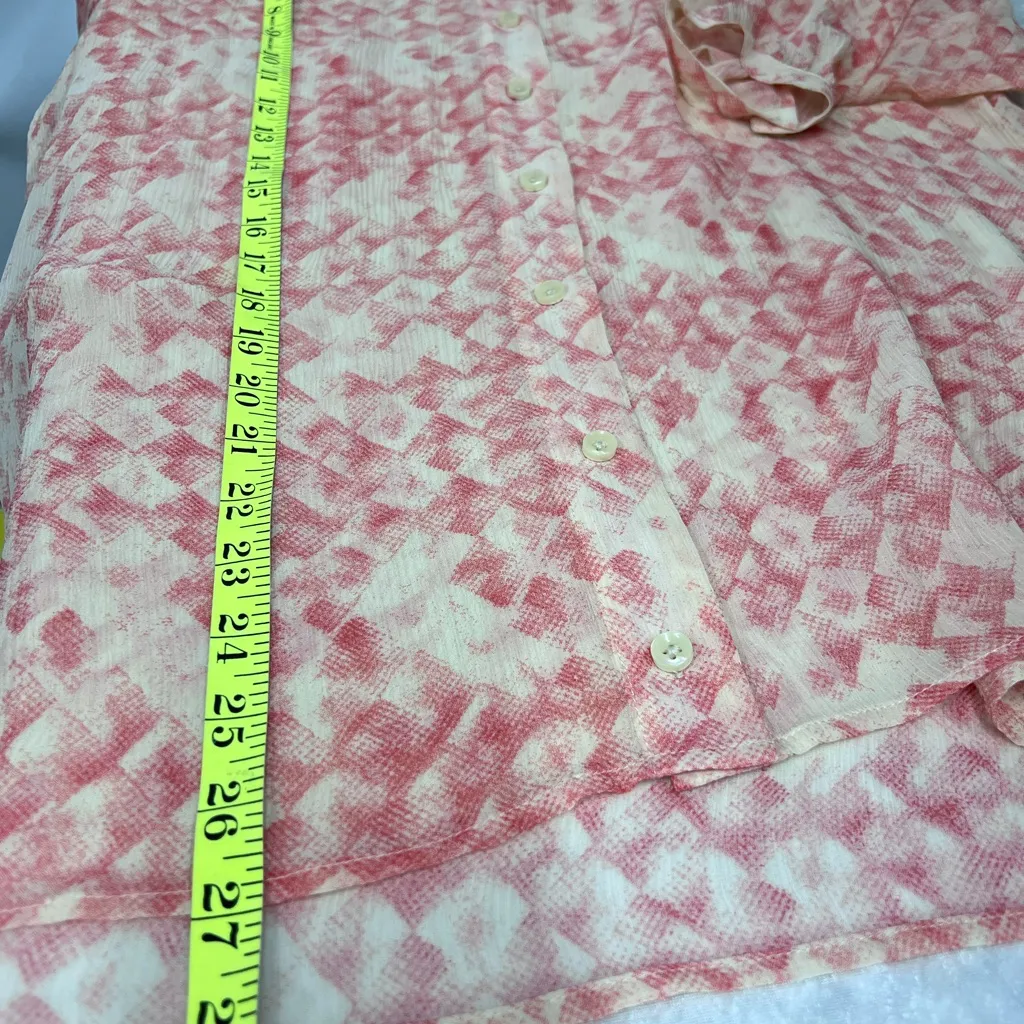 CAbi 100% silk button up Blouse sheer top STAIN size M - Image 7