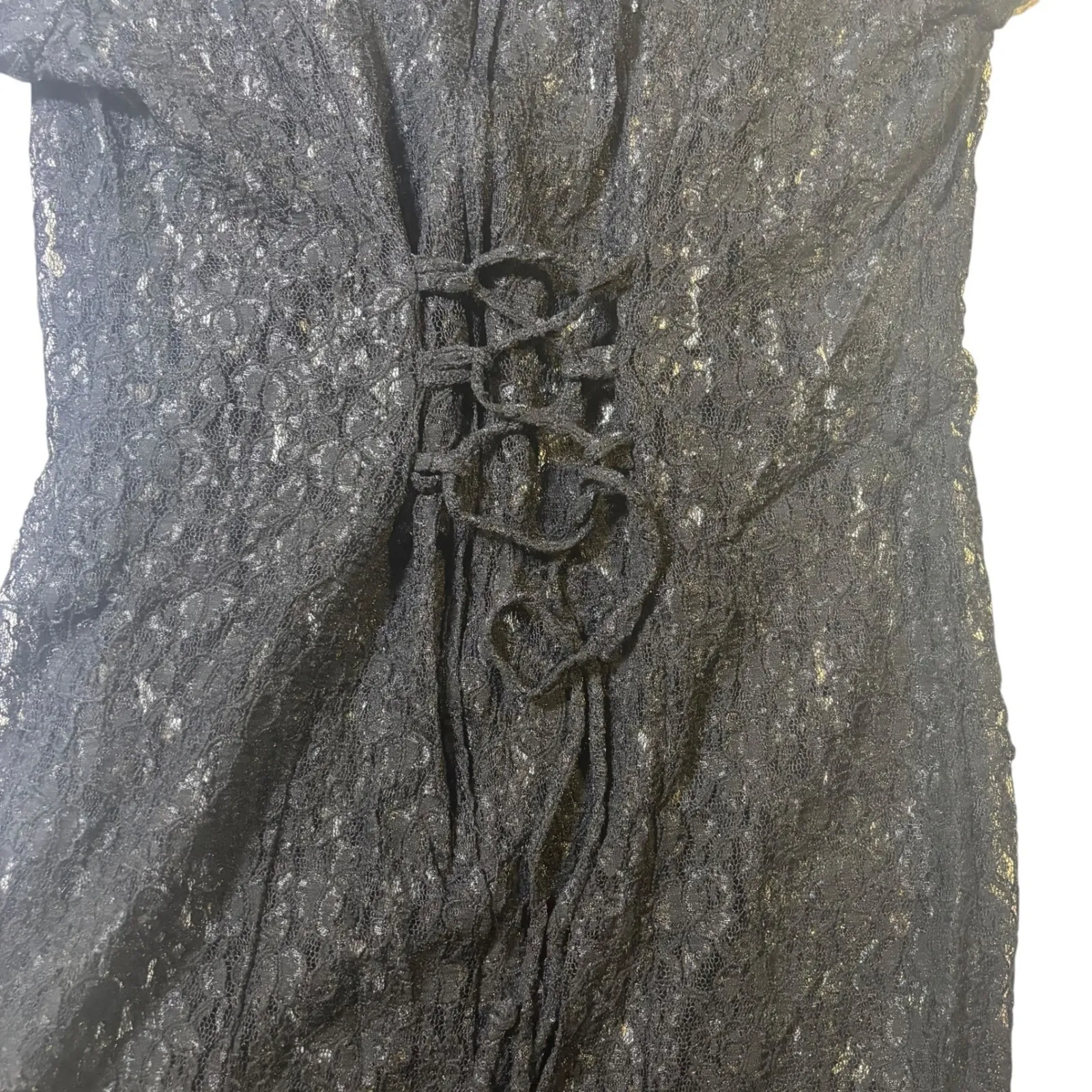 By Choice California Black Lace Corset Back Long Sleeve Dress Size 13 - Image 6