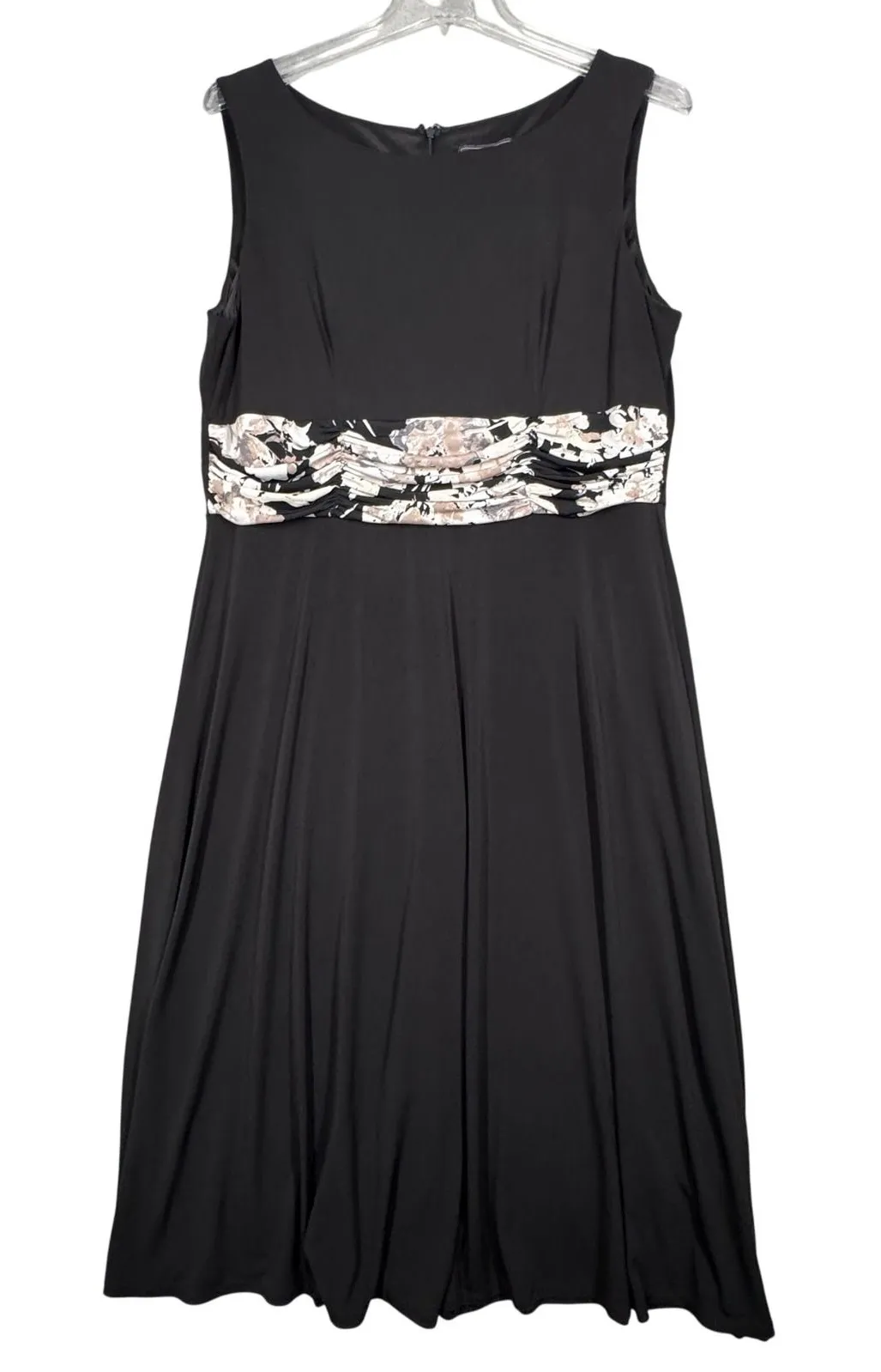 Jessica Howard Dress Floral Waist Sleeveless Party Cocktail Neutral Black 18W - Image 1