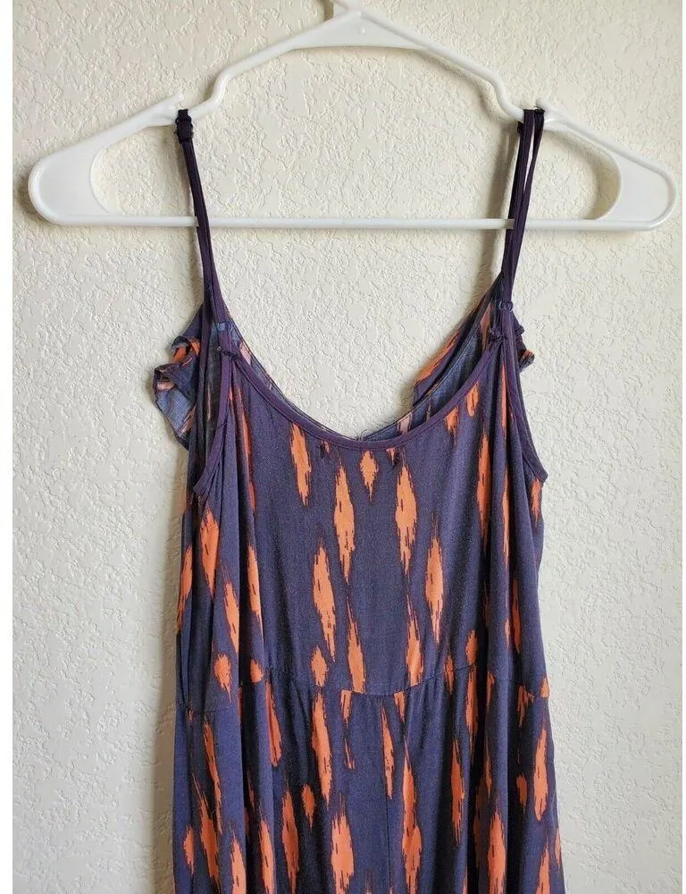 Dotti Dress Women Small Maxi Sleeveless Boho Ruffle Stripe Multicolor Aztec - Image 7