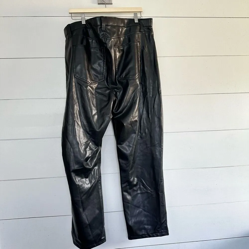 Abercrombie & Fitch Women’s 36 Curve Love Black Faux Leather 90s Straight New - Image 2