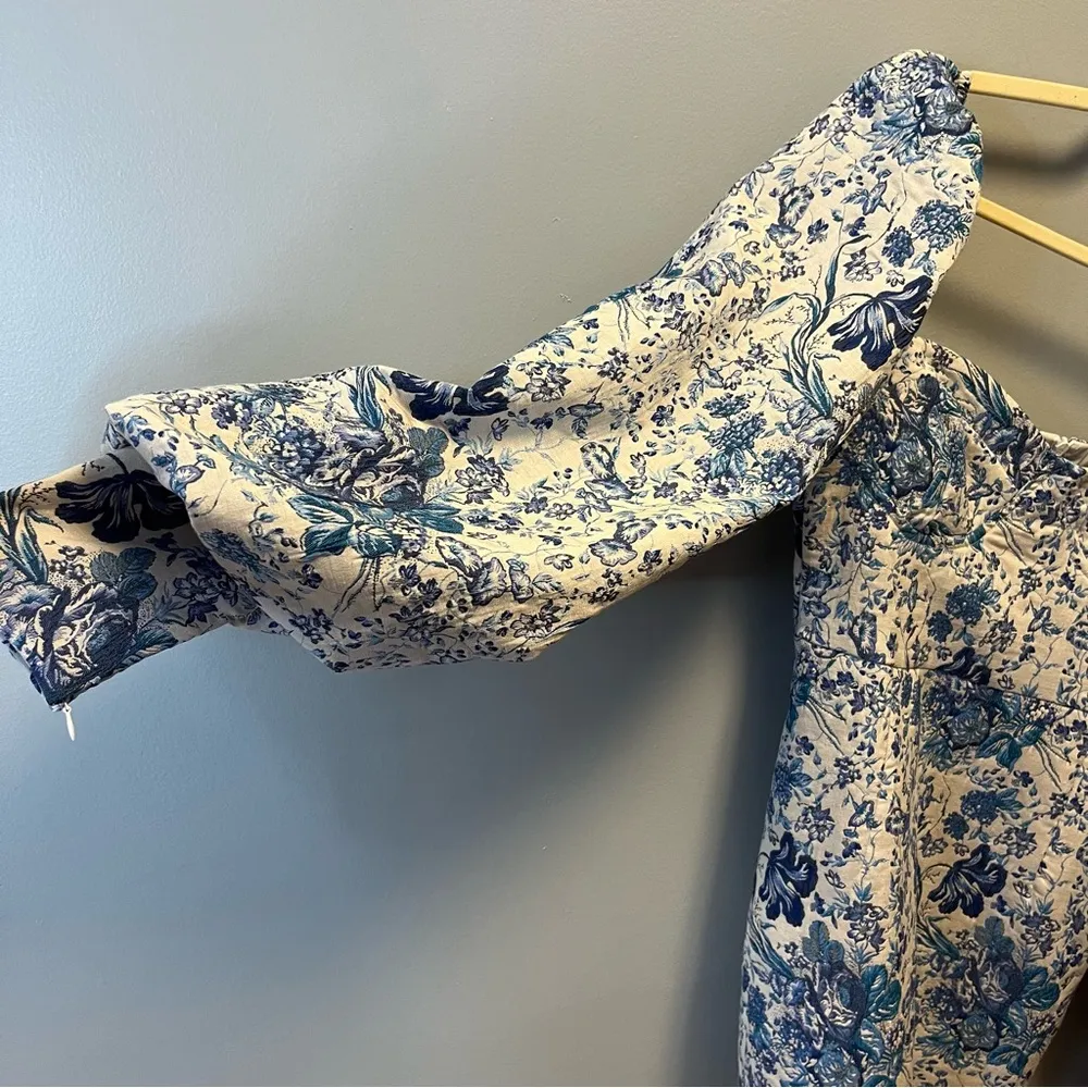 Akira Dress Blue Floral Time Flies Mini Dress w/ Puff Sleeves Sz S EUC - Image 7