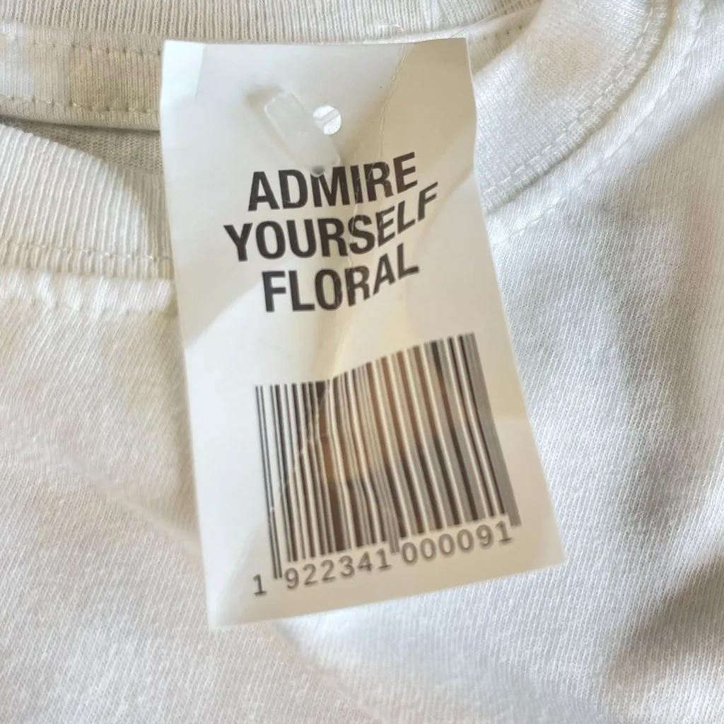 New Brisco Brands Admire Yourself Floral‎ TShirt Top Womens XL White Butterfly - Image 12