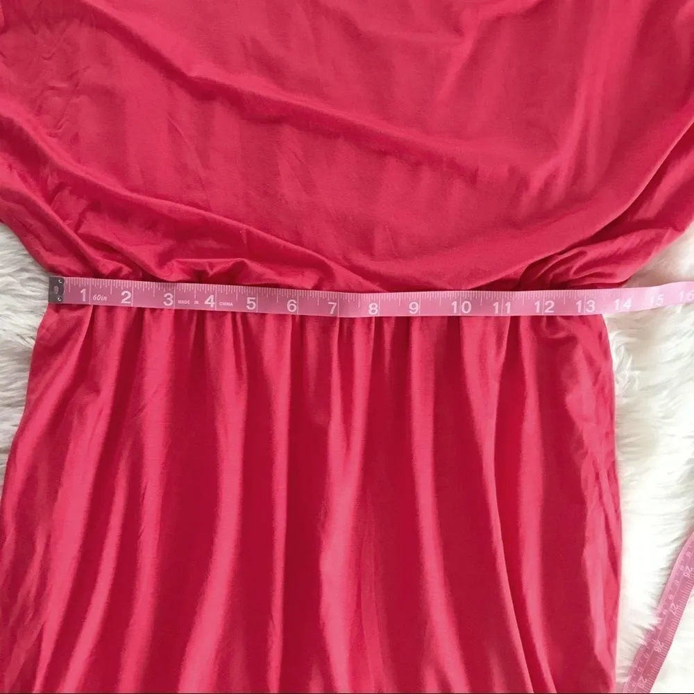 TRINA TURK Jersey Knit Sheath Dress Stretch Short Sleeve Blouson Coral Small New - Image 13