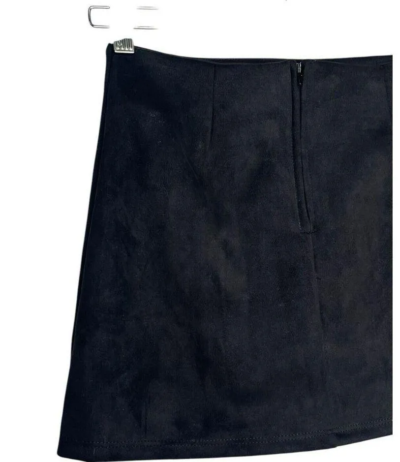 Altard State Mini Skirt Womens S Rory Suede Notch Slit Fitted Flirty Black - Image 4