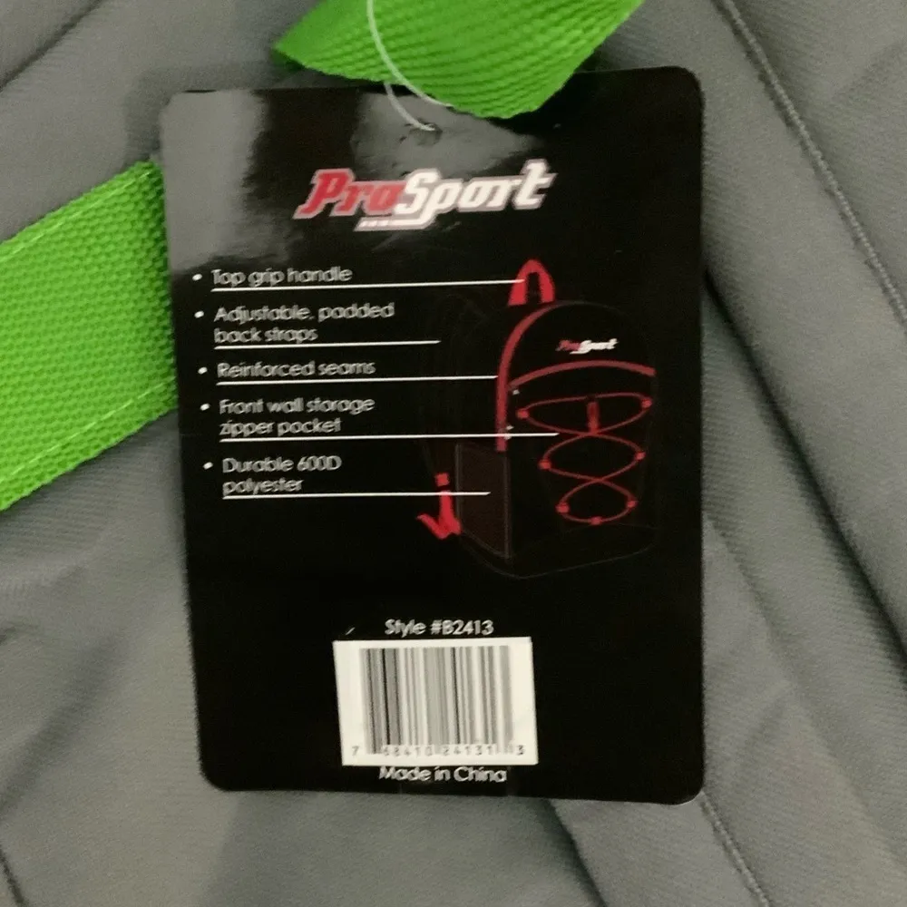 Pro Sport Backpack Day Hike School Book Bag Adjustable Padded Straps Grey Green Gray - Image 4