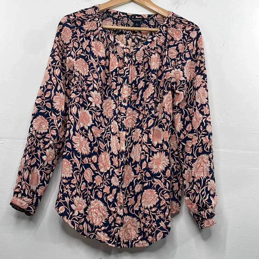 Lucky Brand Floral Button Down Long Sleeve Boho Top size Small - Image 4