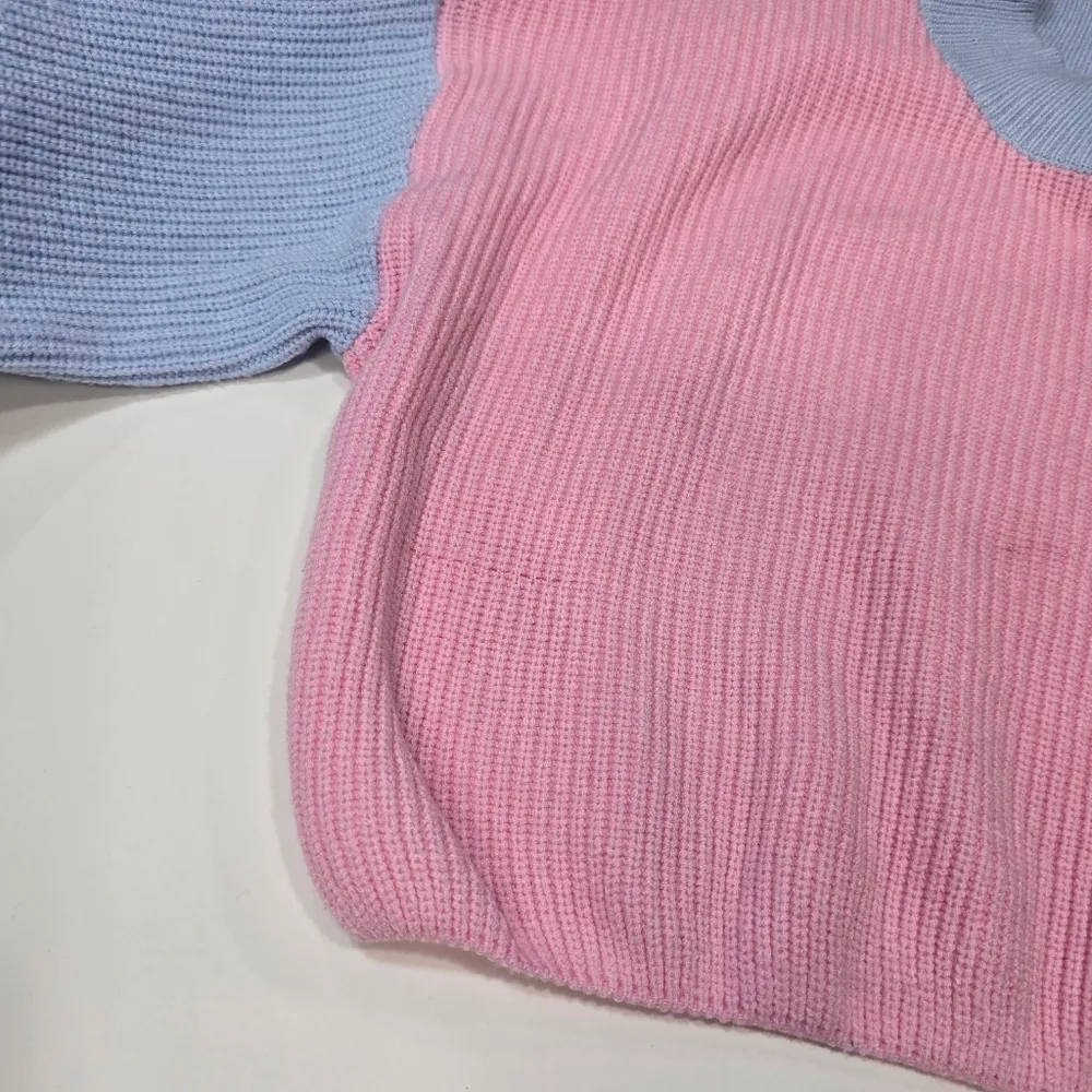 MORE TO COME Kate Ribbed Sweater in Pink & Blue Size XS - Image 6