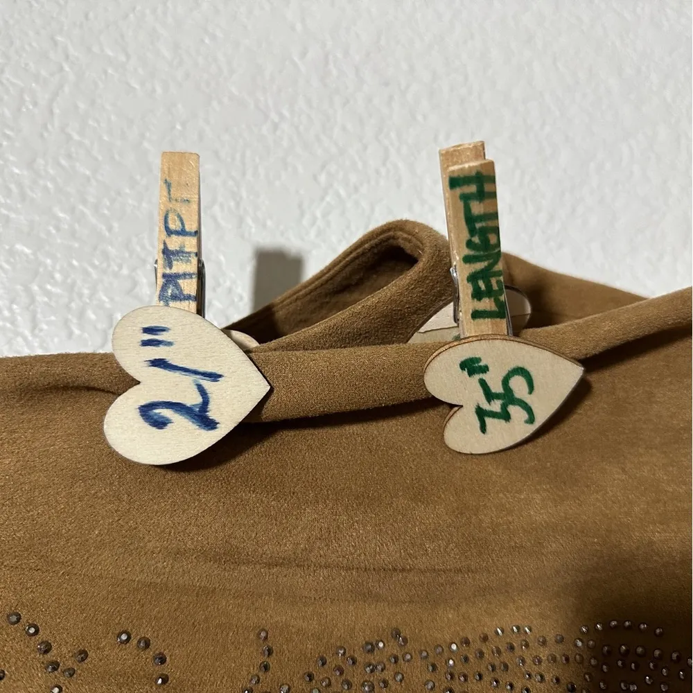 REBA Western Brown Faux Suede Studded Vest Jacket -Rodeo NFR  - Large EUC - Image 4