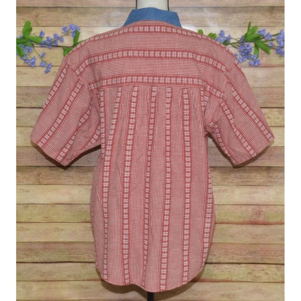 Vintage Citi Craze Women's Embroidered Floral Button Front Shirt 18W Granny Core Red - Image 7