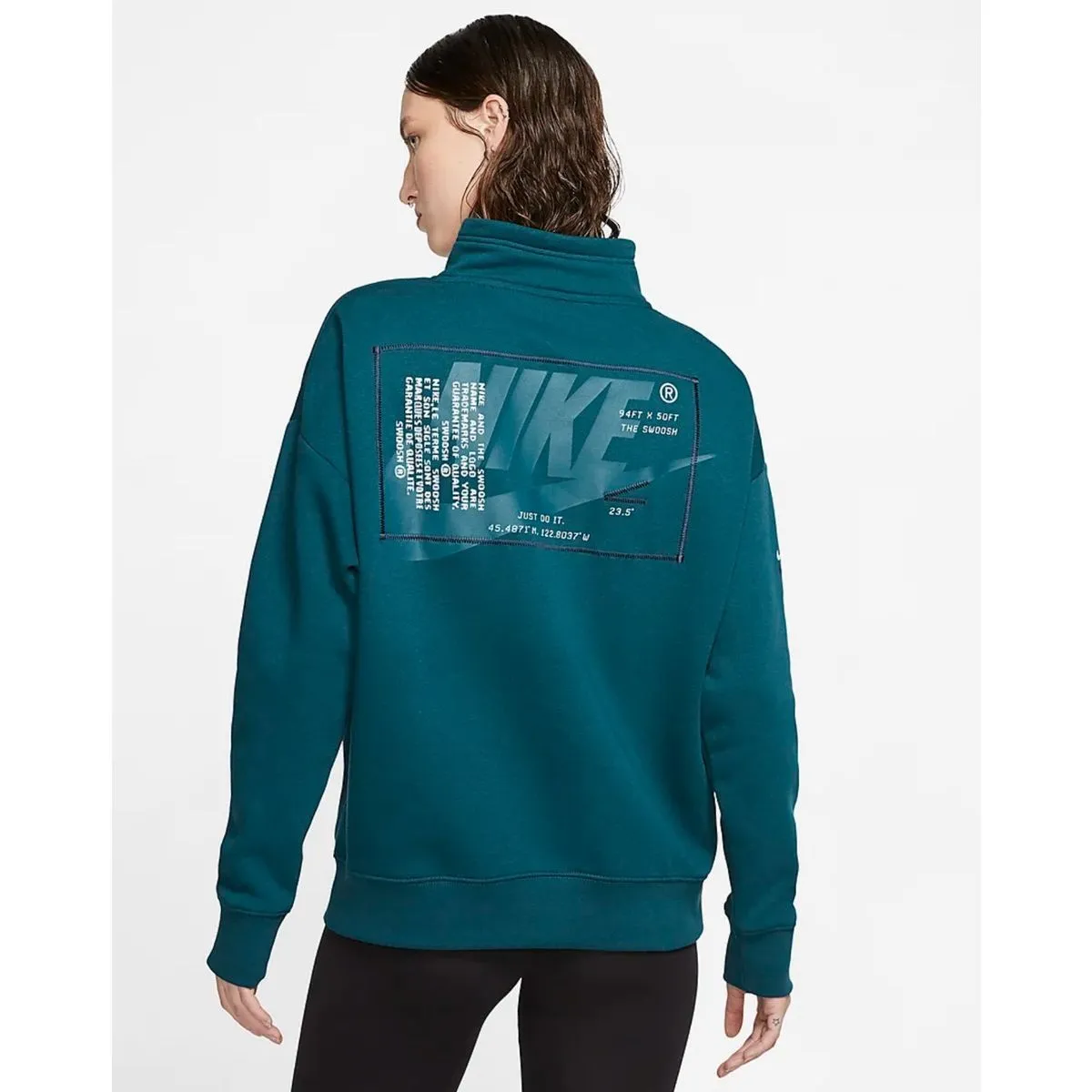 Nike Sportswear 1/4 Zip Relaxed Terry Sweatshirt Size Small CU3560 Teal Blue Coz - Image 2
