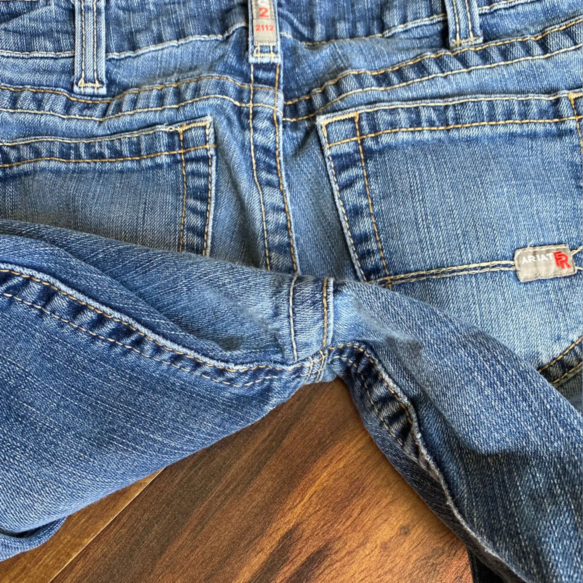 Ariat FR Mid Rise Boot Cut Jeans Flame Resistant Medium Wash - Image 5