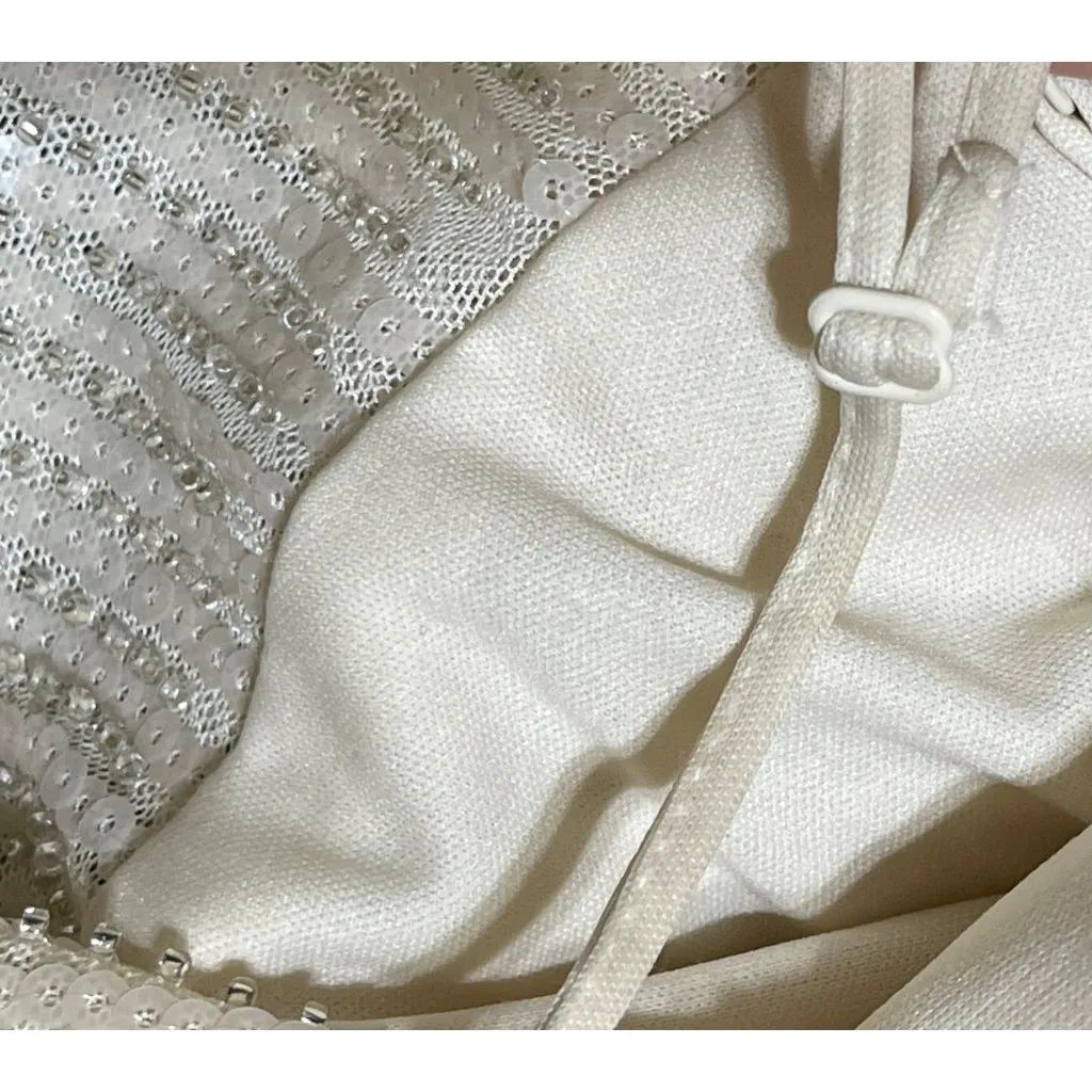 The Native One Cowl Neck Mini Dress Cream Sequin S Small Stretch - Image 8