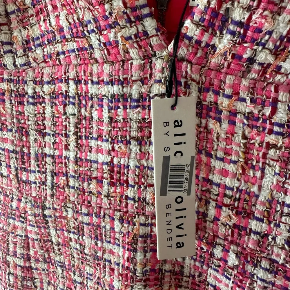 Alice + Olivia Carli Tweed Mini Dress Candy White NWT Size 14 - Image 8