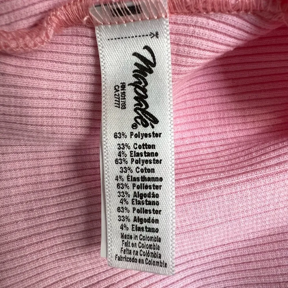 Mapale Pink Ribbed Crop Sleep Shirt Bralette Top‎ - Image 4