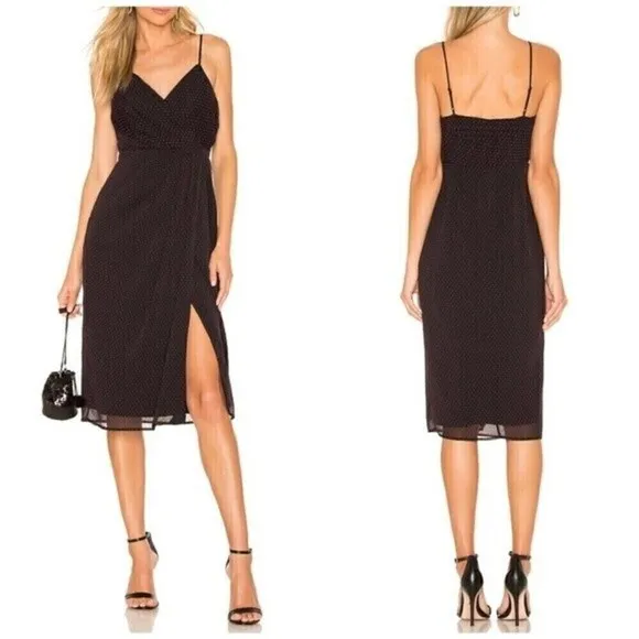 NBD  Averie Polka Dot Midi Wrap Dress Black Sz Small NWT - Image 2