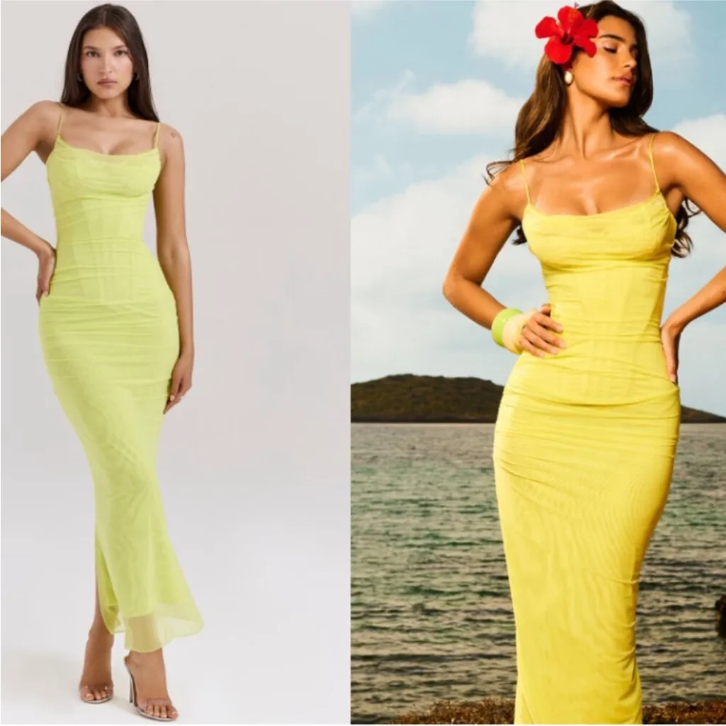 House‎ of CB 'Nalini' Acid Lime Corset Maxi Dress NWOT size L - Image 3