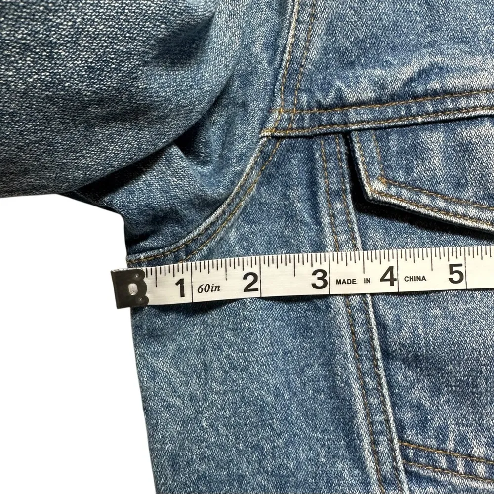 Vintage 90s  Denim Jean Cropped Jacket size 2 - Image 3