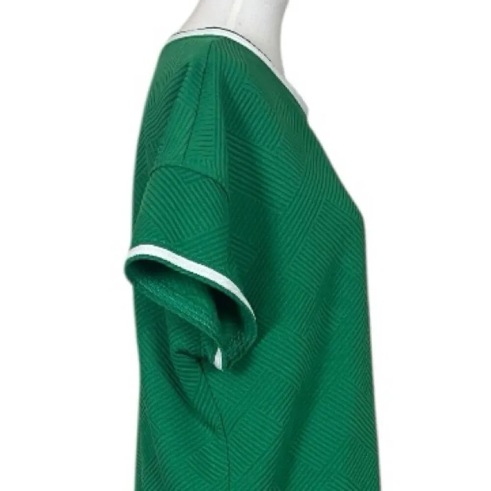 Fashion 2 Piece Set Top Wide Leg Crop Pant Kelly Green White Trim Women’s Size M Size M - Image 7