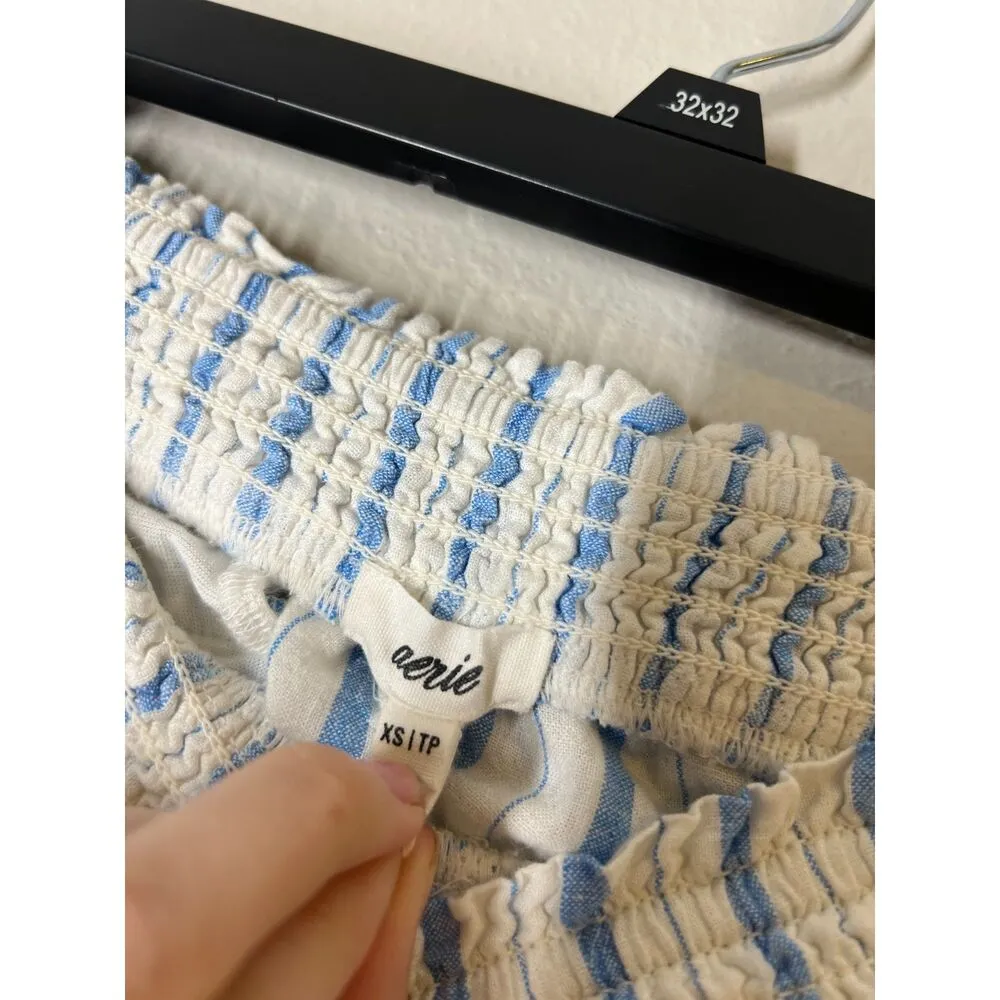 Aerie Blue White Striped Shorts Womens Sz XS Beachy Feminine Girly Pull On - Image 4