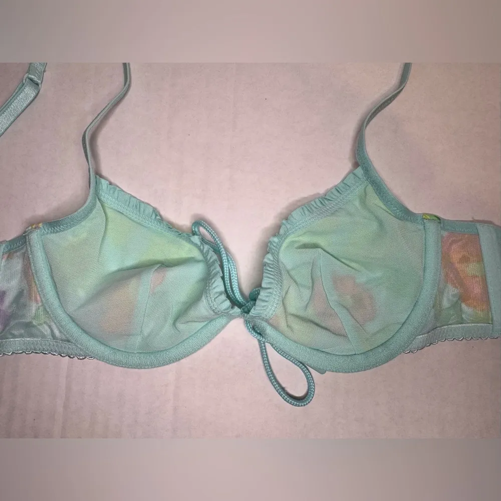 Savage x Fenty Women’s Turquoise Orange Floral Rhianna Spring Bras Size‎ 32 B Green Size undefined - Image 5