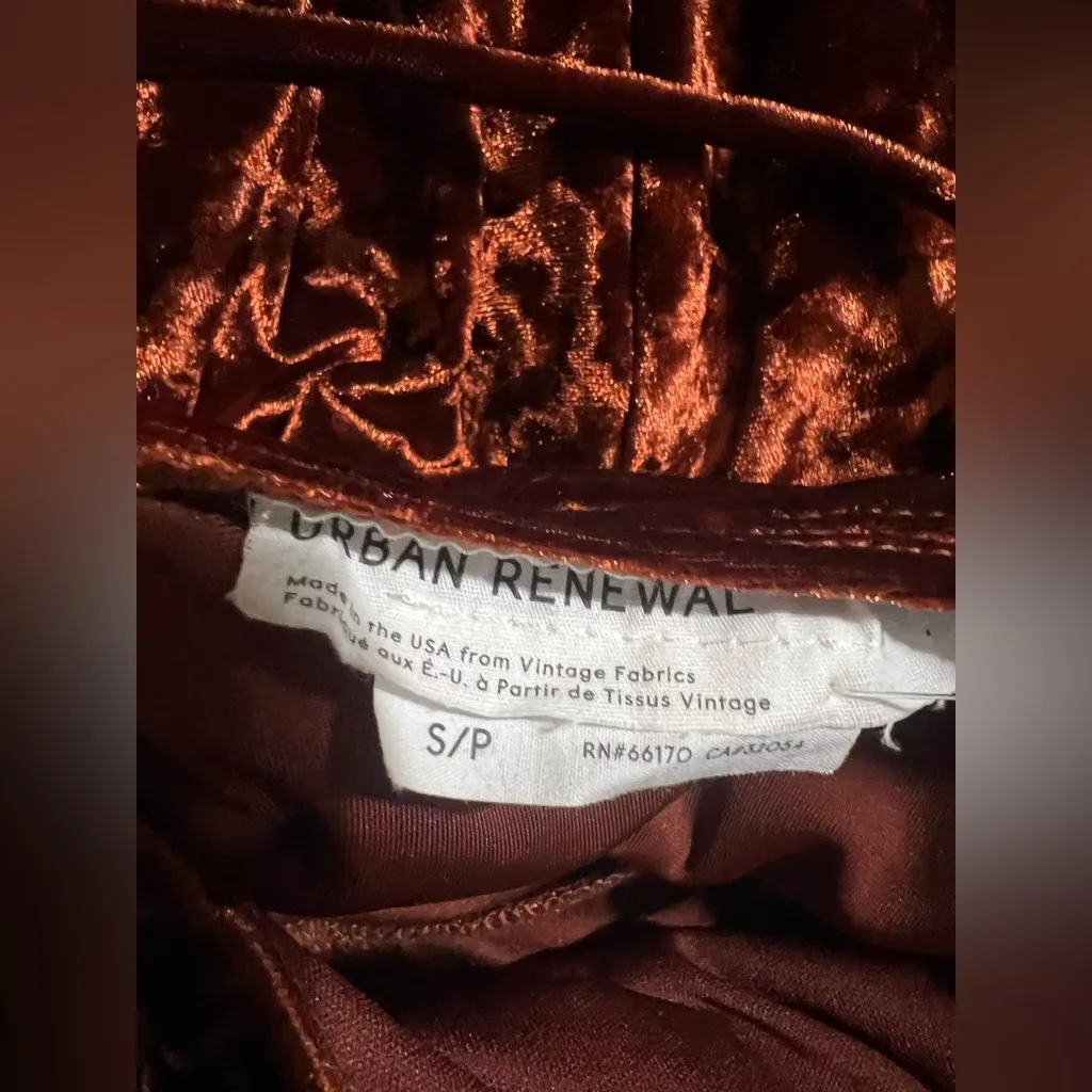 Elegant Velvet Orange / brown  Dress - Image 4