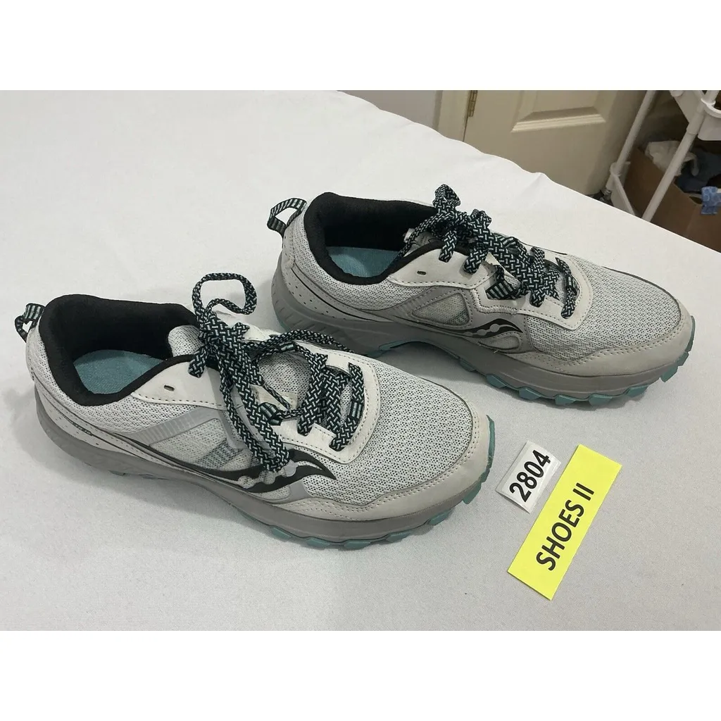 Womans Saucony Trail S10744-23 Size 8.5 Gray Aqua Lace Up Sneakers - Image 2