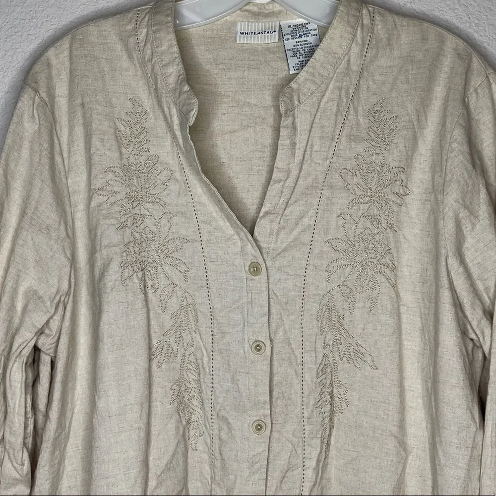 Vintage White Stag Linen‎ Blend Pantsuit Size M - Image 5