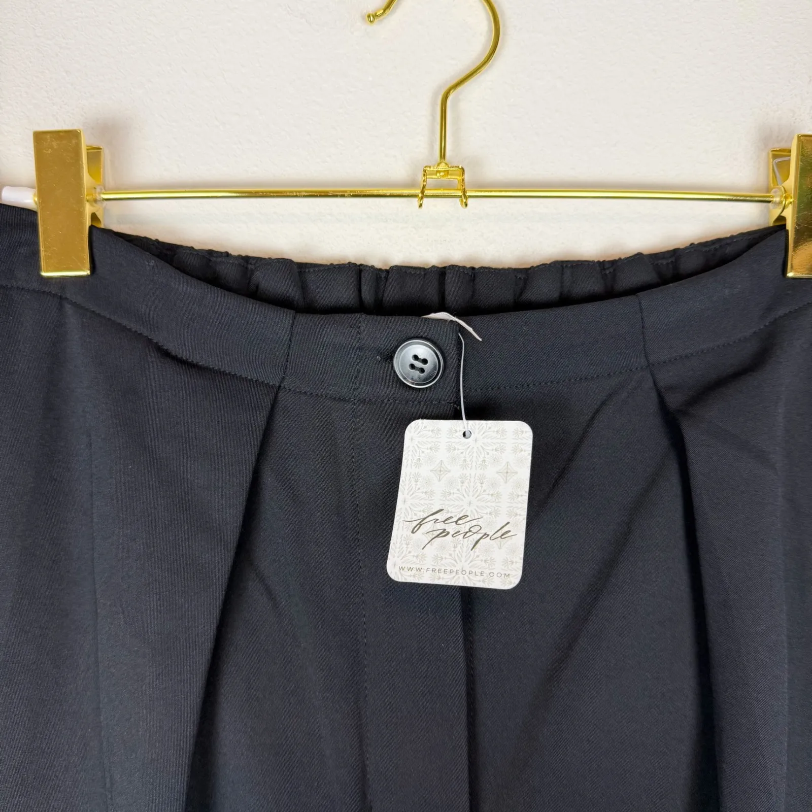 NWT Free People Tyler Menswear Trousers Black Pleated Wide Leg‎ Pants Size 10 - Image 9