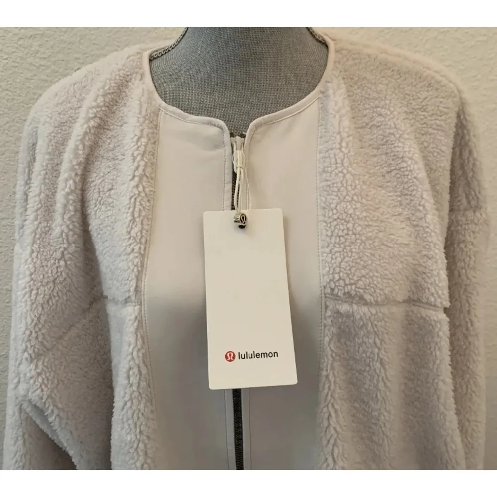Lululemon Off white Opal Collarless Textured Sherpa Fleece Coat 12 Large NEW NWT - Image 2