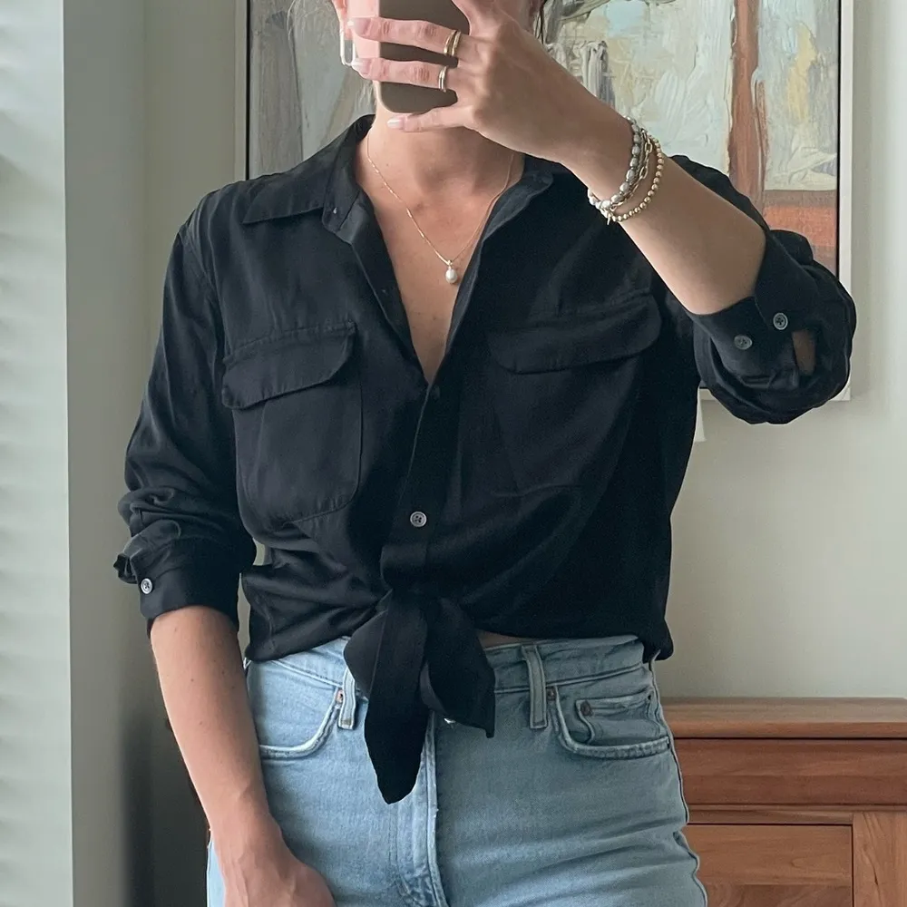 Equipment Black Silk Button-Up Shirt - Image 2