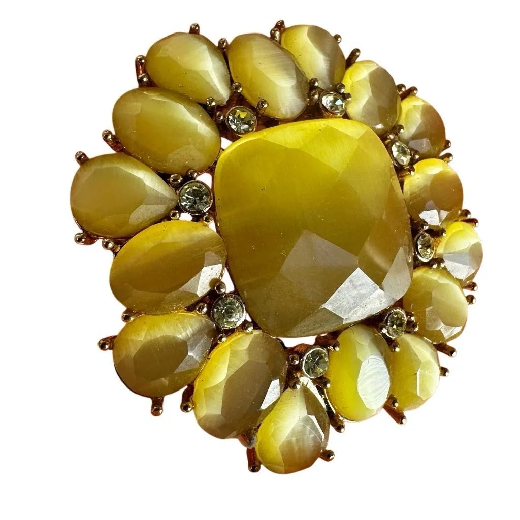 Monet Vintage Yellow Glass Statement Brooch - Image 5